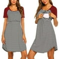 thumbnail image 1 of Tejiojio Maternity/Labor/Nursing Clothing Clearance Women's Maternity Short Sleeve Striped Nursing Breastfeeding Sleepwear Dress, 1 of 9
