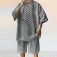 thumbnail image 1 of Tejiojio Men Short Sleeve Shorts Solid Color Round Neck Fashion Casual Top/Shirt Set, 1 of 6