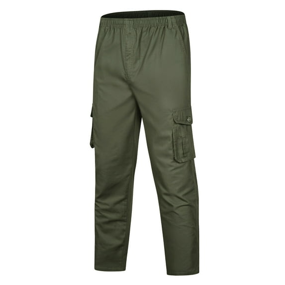 Tejiojio Men's and Big Men's Relaxed Fit Men's Cotton And Linen Elastic Waist Blended Breathable Comfortable Soft Beach Casual Trousers Full Length Pants