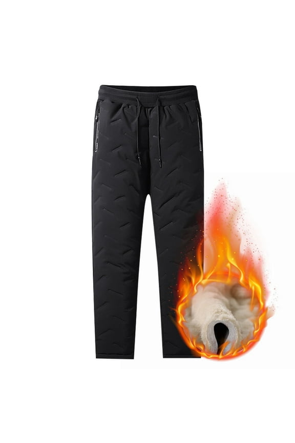 Men's and Big Men's Relaxed Fit Men's Lamb Wool Casual Trousers And Trousers Plus Velvet Thick Solid Color Large Size Running Fitness Sports Pants