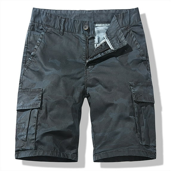 Tejiojio Men's Classic-Fit Cargo Shorts Fashion Men's Pocket Zipper Buttons Solid Leisure Time Tooling Short Pants