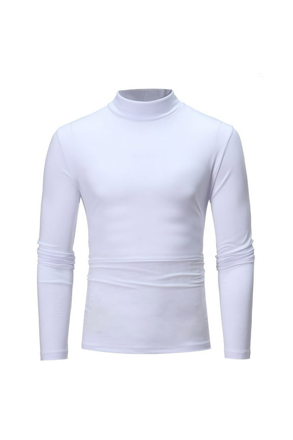 Men's and Big Men's Classic Tops Men Solid Turtleneck Casual Slim Fit Pullover Warm T-shirt Bottoming Shirt