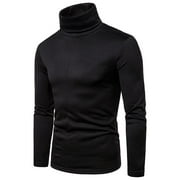 Tejiojio Men's and Big Men's Classic Tops Clearance Men Solid Turtleneck Casual Slim Fit Pullover Warm T-shirt Bottoming Shirt