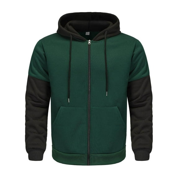 Tejiojio Men's and Big Men's Classic Tops Clearance Men's Color Blocked Fashion Hoodie With Plush Casual Sportswear Hooded Sweatshirt
