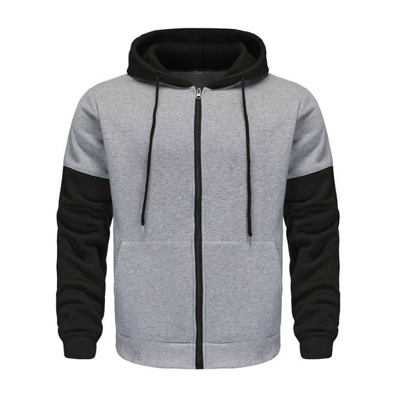 Tejiojio Men's and Big Men's Classic Tops Clearance Men's Color Blocked Fashion Hoodie With Plush Casual Sportswear Hooded Sweatshirt