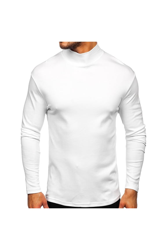 Men's and Big Men's Classic Tops Men's High-neck Bottoming Shirt Long-sleeved Solid Color Thickened T-shirt