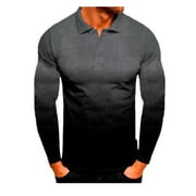 Tejiojio Men's and Big Men's Classic Tops Clearance Men's Printing Turn-Down Collar Pullover Tops Casual Slim Fit Basic Long Sleeve T-Shirt