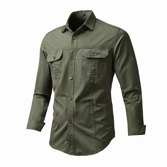 Tejiojio Men's and Big Men's Classic Tops Clearance Men's Workwear Shirt Plus Size Work Clothes Cotton Long-sleeved Shirt Loose