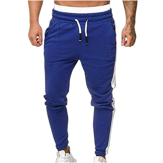 Tejiojio Men's and Big Men's Flat Front Comfort Waist Flex Pants Men Casual Patchwork Elastic Waist Pockets Fitness Sport Pants Pants