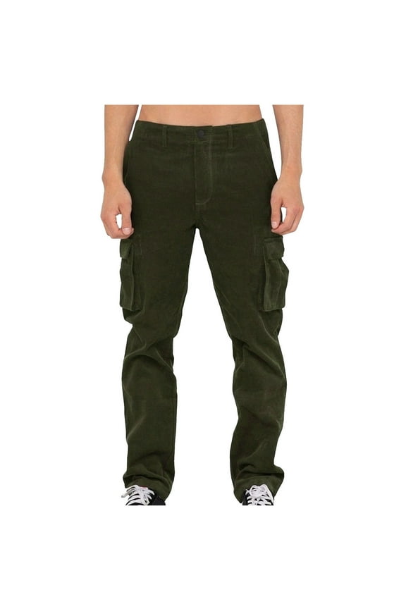 Men's and Big Men's Flat Front Comfort Waist Flex Pants Men Solid Casual Button Zipper Outdoor Fitness Pants Cargo Pants Trousers