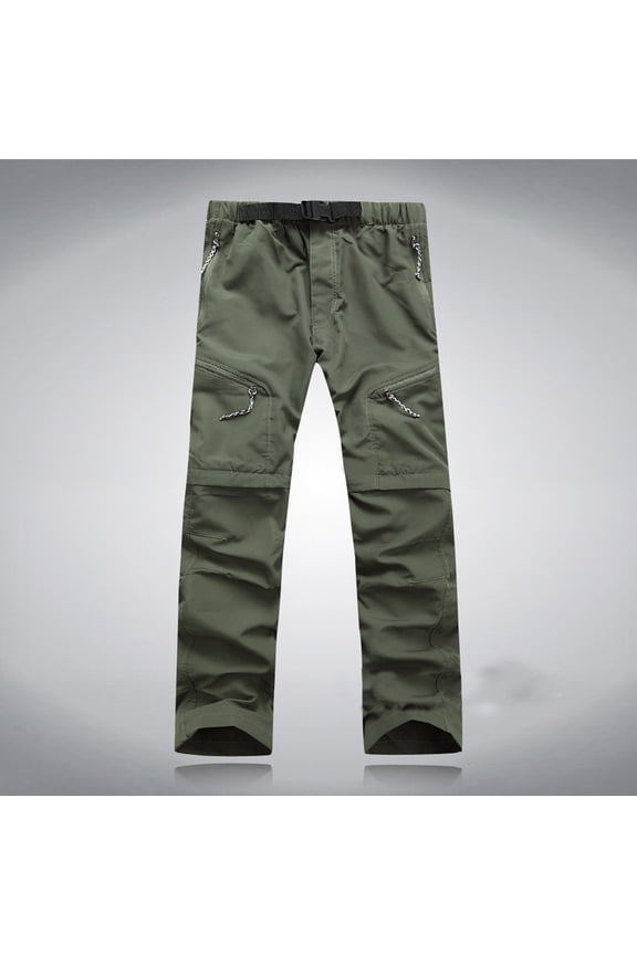 Men's and Big Men's Flat Front Comfort Waist Flex Pants Men Summer Quick Dry Outdoor Thin Detachable Waterproof Pants Trousers