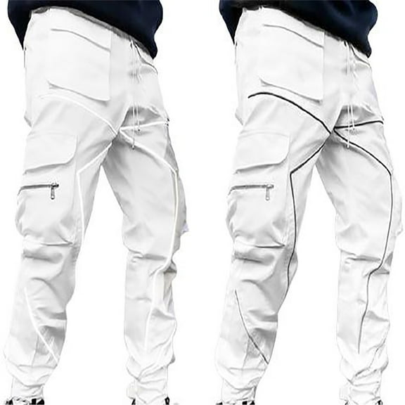 Tejiojio Men's and Big Men's Flat Front Comfort Waist Flex Pants Men's Fashion Casual Loose Large Size Cargo Pants Sweatpants Long Pants