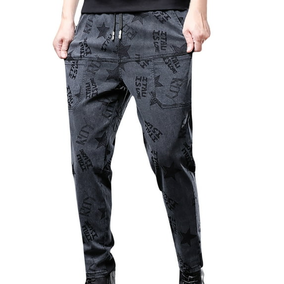 Tejiojio Men's and Big Men's Relaxed Fit Men Casual Elasticity Trousers Velvet Tether Closure Jeans Pocket Workwear Casual Pants