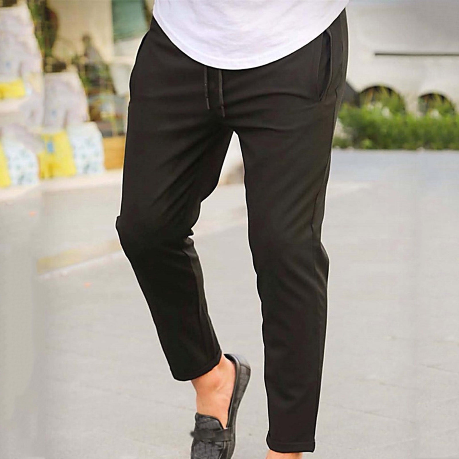 Mens Plaid Striped Slim Fit Pencil Pants Formal Casual Business Skinny  Trousers | eBay