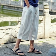 Tejiojio Men's and Big Men's Relaxed Fit Men's Casual Slim Sports Pants Calf-Length Linen Trousers Baggy Harem Pants