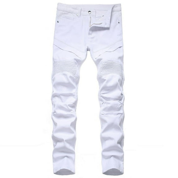 Tejiojio Men's and Big Men's Relaxed Fit Men's High-end Stretch Light Color Trendy Slim Jeans