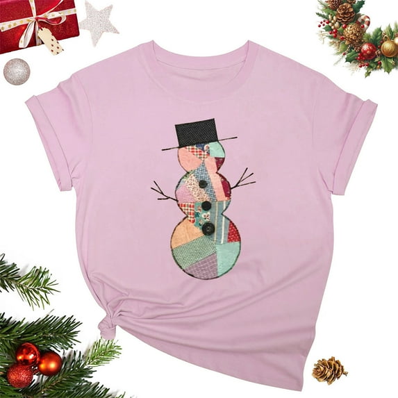 Tejiojio Merry Christmas Shirt for Women Letter Pattern Cute T-Shirt Leopard Plaid Tree Casual Graphic Print Funny Crewneck Tees Tops Green