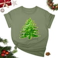 thumbnail image 1 of Tejiojio Merry Christmas Shirt for Women Letter Pattern Cute T-Shirt Leopard Plaid Tree Casual Graphic Print Funny Crewneck Tees Tops Green, 1 of 5