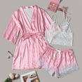 thumbnail image 1 of Tejiojio Mother's Day Gifts Women Plus Size Comfort Bra Silk Robe Satin Bathrobe Three-piece Set Sleepwear Pajamas, 1 of 8
