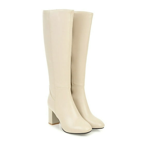 Tejiojio Retro Boots For Women,Vintage Cowboy Riding Boots Warm Knee High Heeled Middle Tube Boots Shoes