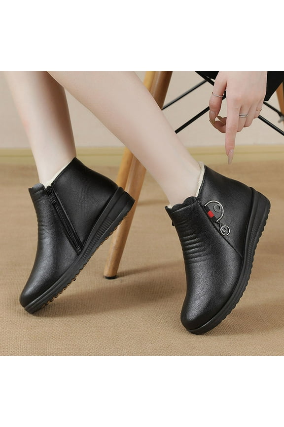 Shoes for Womens,Fashion Fall Cotton Shoes Plus Velvet Warm Flat Old Man Leather Shoes