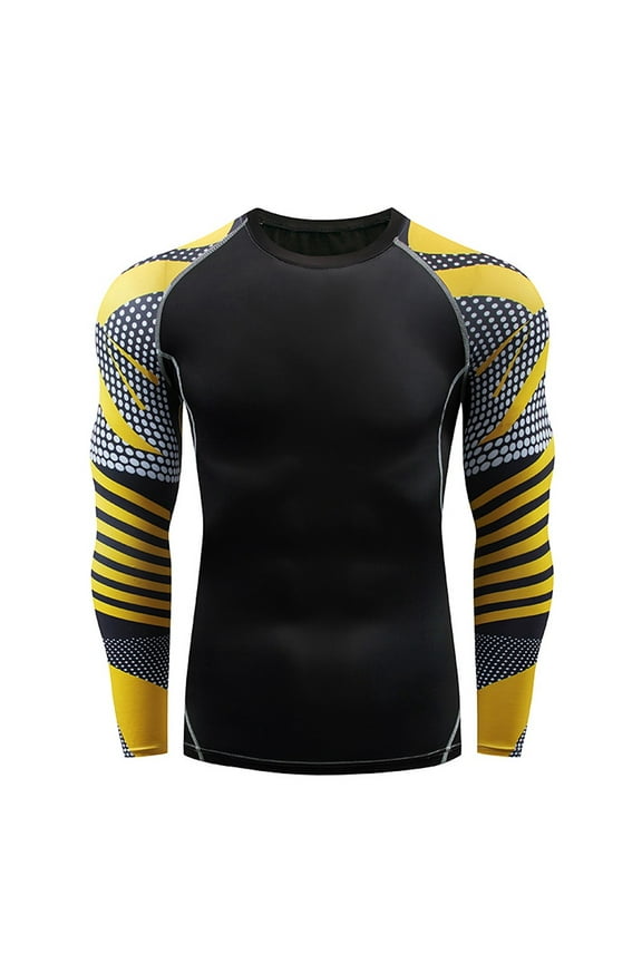 Spring Mens Essential Tops on Clearance Super Soft Cotton Performance Mens Casual Fitness Fast Drying Elastic Breathable Sports Tight Long Sleeve Tops
