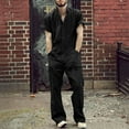thumbnail image 1 of Tejiojio Summer Clearance Men's Zipper Overalls With Lapel Solid Color Jumpsuit, 1 of 6