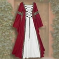 thumbnail image 1 of Tejiojio Summer Clearance Women Casual Long Sleeve Splicing Solid Gothic Dress, 1 of 9