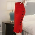thumbnail image 1 of Tejiojio Summer Saving Labor Day Womens Pencil Skirt Ladies High Waisted Button Split Office Skirt Multiple Size, 1 of 6