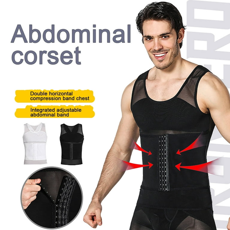 Tejiojio Summer Savings Men s Breathable Zipper High Elastic Pressure Tight Corset Waist Abdominal Mesh Invisible Body Sculpting Short Sleeves Walmart