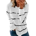 thumbnail image 1 of Tejiojio Sweatshirts Fall Clearance Women's Fashion Casual Stripe Print Hooded Long Sleeve Loose T Shirt Tops, 1 of 1