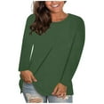 thumbnail image 1 of Tejiojio Tops for Women, Fall Women's Fashion Plus-Size Solid O-Neck Loose Long Sleeve T-shirt Pullover Tops, 1 of 7