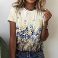 thumbnail image 1 of Tejiojio Tops for Women, Clearance Summer Women's Casual Loose Floral Print Crewneck Printed Short Sleeve T-Shirt Tops, 1 of 8