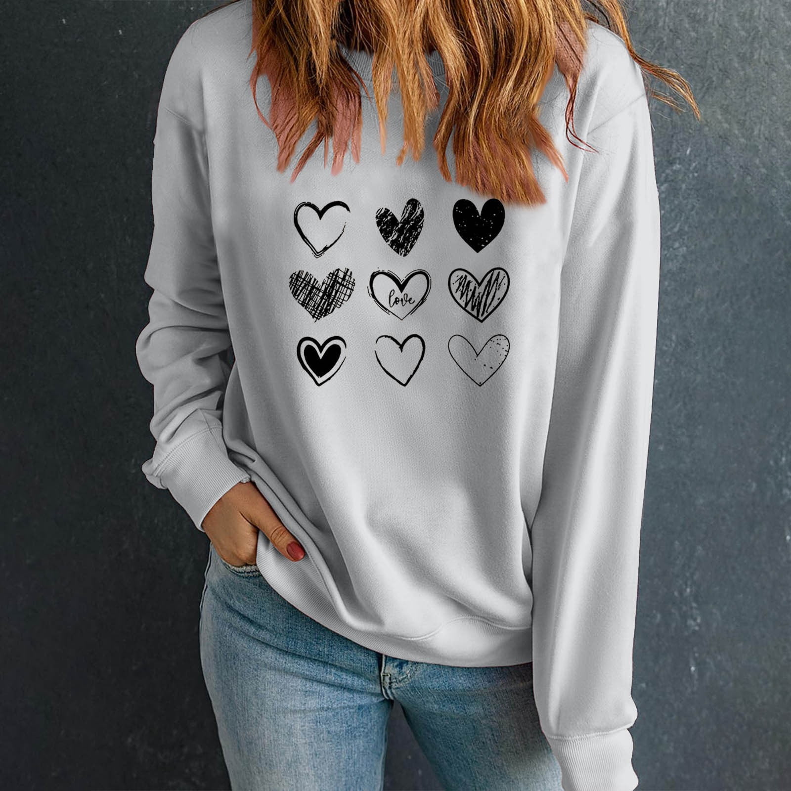 Valentine's Day Shirts For Women - Oversized Skeleton Love Heart Graphic Tee, Casual Tops - View #5