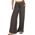 thumbnail image 1 of Tejiojio Wide Leg Pants for Women,Flowy Dressy Casual Elastic High Waist Pants with Pocket, 1 of 6