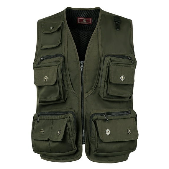 Tejiojio Winter Clearance DiscountMens Gilet Waistcoat Multi Pocket Fishing Hunting Hiking Vest Waistcoat Jacket