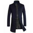 thumbnail image 1 of Tejiojio Winter Clearance Men Mid-length Slim-fit Woolen Coat With Stand-collar Solid Color Woolen Coat, 1 of 3