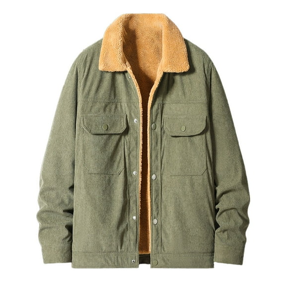 Tejiojio Winter Men's Cotton Jacket With Thick Corduroy Long Sleeved Warm And Casual Men's Top Outer Long Sleeved Hooded Casual Jacket/jacket