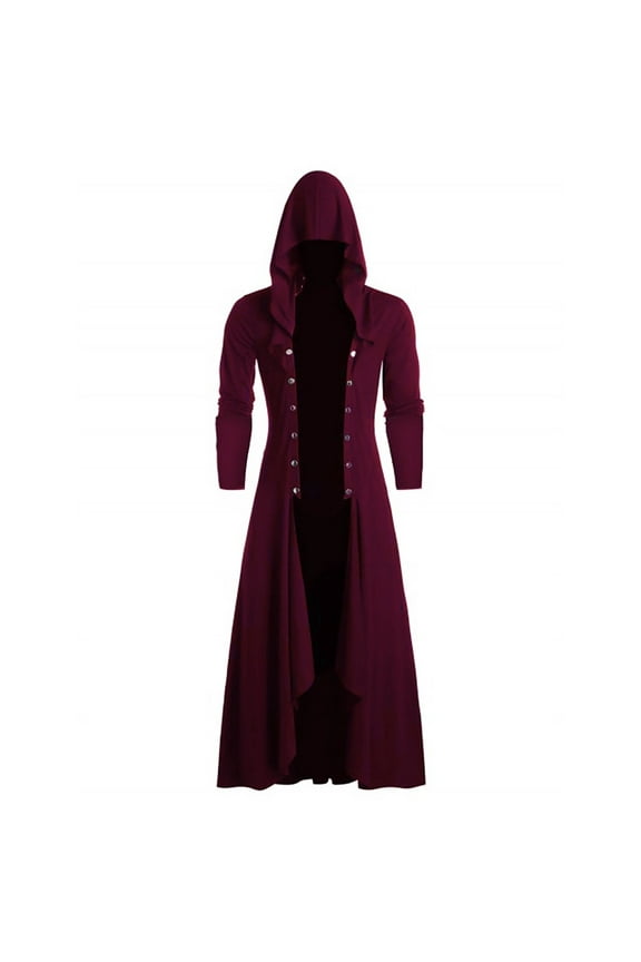Winter Clearance Men's Retro Steam Punk Gothic Wind Cloak Coat Fashiona Plain Cap Cardigan Coat