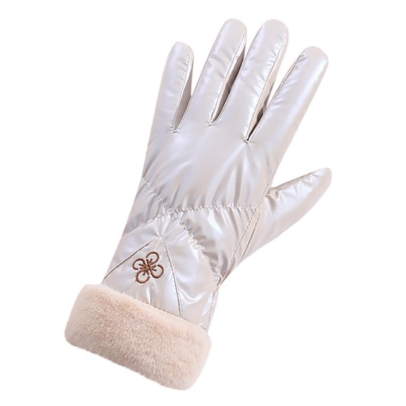 Tejiojio Winter Gloves for Men Women Pearlescent Womens Windproof Wrist Warm Gloves Winter Mittens Ski Plus Velvet Thickening Touch-screen Glove