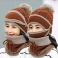 thumbnail image 1 of Tejiojio Winter Scarf Clearance Adult Windproof Hat Cycling Skiing Knit Hat Scarf Mask Sets Warm Knitted Cap, 1 of 4