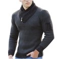 thumbnail image 1 of Tejiojio Winter Scarf Clearance Scarf Neck Sweater Knitted Pullover Long Sleeve Sweater Men's Stitching Sweater, 1 of 1