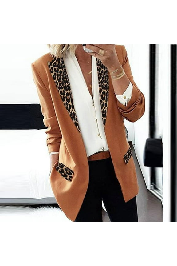 Woman The New Coat Spring On Sale Fahion Women's Lapel Cape Leopard Notch Laple-Blazer Casual Office Suit Outwear
