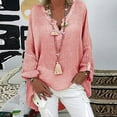 thumbnail image 1 of Tejiojio Women Clothes Plus Size Women Casual Long Sleeve Solid Loose V-neck Shirt Blouse Top, 1 of 4