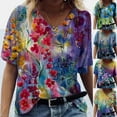 thumbnail image 1 of Tejiojio Women Clothes Clearance Plus Size Women Short Sleeve Printed V-Neck Tops Tee T-Shirt Blouse, 1 of 5