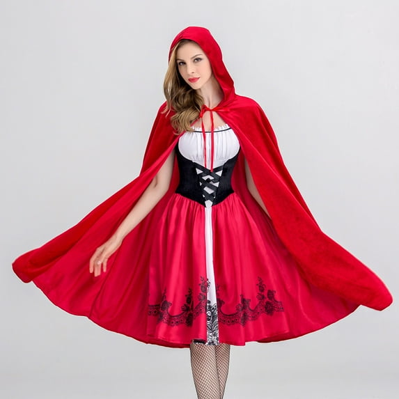 Tejiojio Women Clothes Women Halloween Lace Cosplay Costume Vintage Witch Mini Dress Cloak Party
