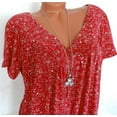 thumbnail image 1 of Tejiojio Women Clothes Women Plus Size Short Sleeves V-Neck Print Blouse Pullover Tops Shirt, 1 of 5