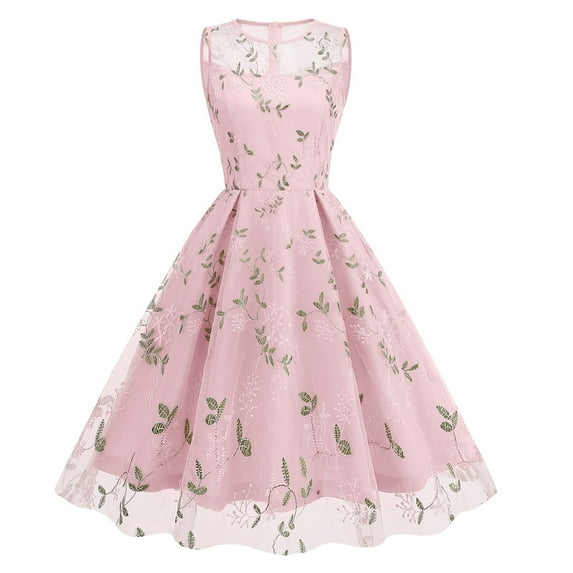 Tejiojio Women Clothes Women's 1950s Retro Dress Vintage Swing Dress Patchwork Sleeveless Casual Evening Party Prom Dresses