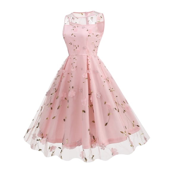 Tejiojio Women Clothes Women's 1950s Retro Dress Vintage Swing Dress Patchwork Sleeveless Casual Evening Party Prom Dresses