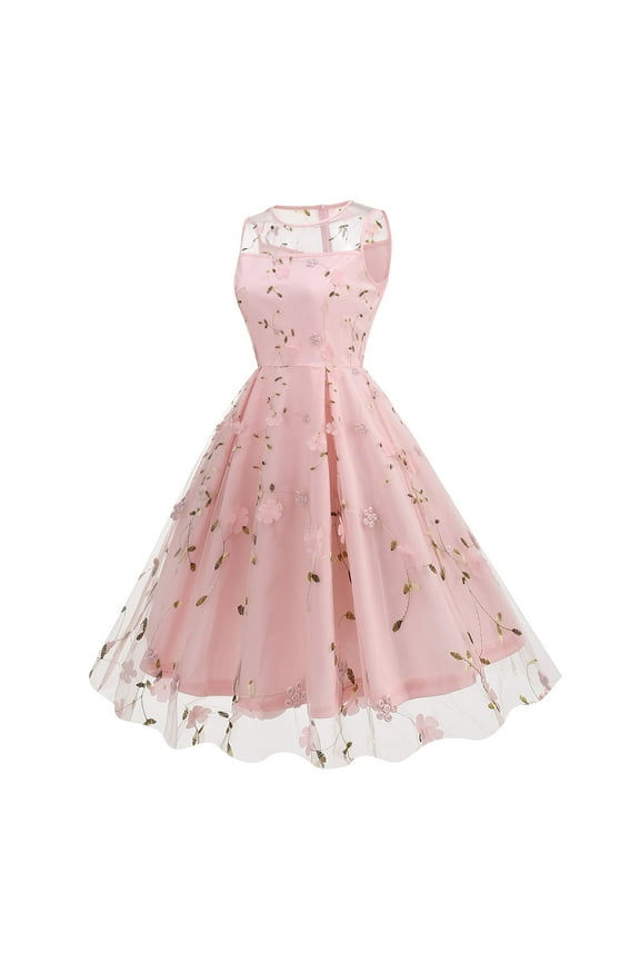 Women Clothes Women's 1950s Retro Dress Vintage Swing Dress Patchwork Sleeveless Casual Evening Party Prom Dresses